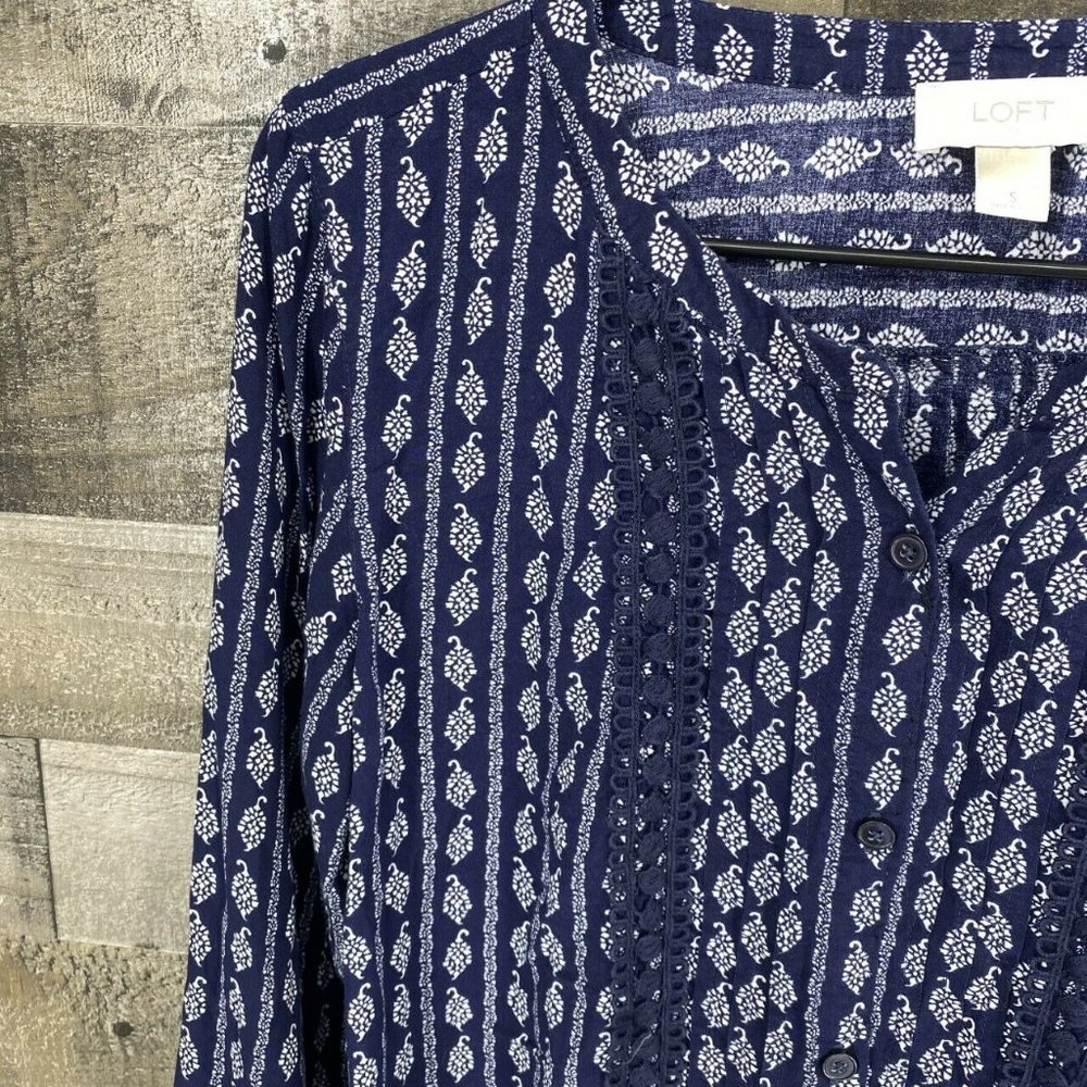 Ann Taylor Loft Long Sleeve Peasant Blouse Size S - Picture 2 of 7